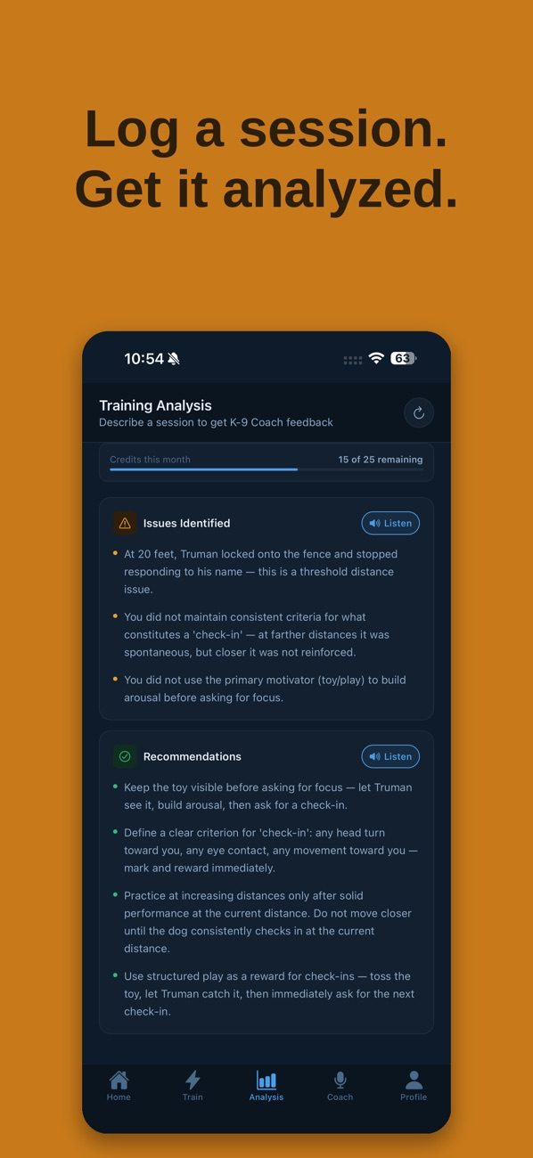 AI analysis of a logged training session